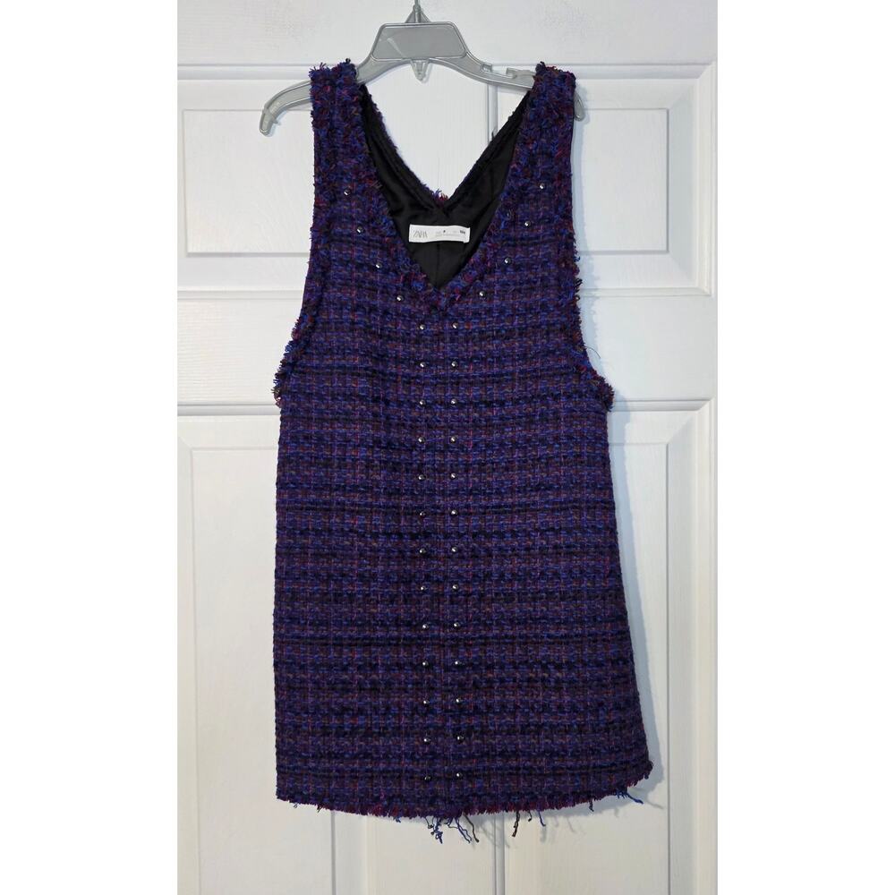 Zara Girl Purple Pink Blue Tweed Jumper Dress Size 9‎